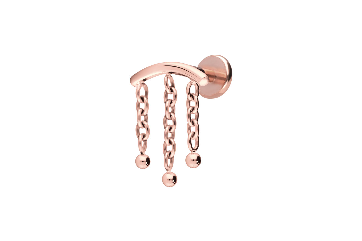 Titan Labret Piercing mit Push Fit BOGEN + 3 KETTEN